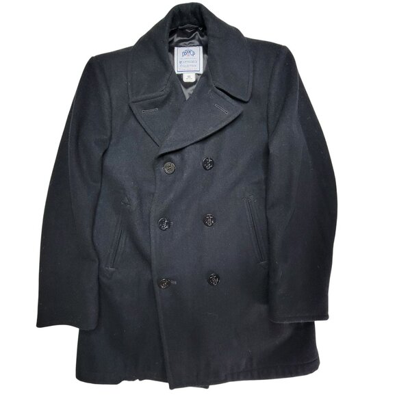 DSCP Double Breasted Peacoat Men Black 42L Quarterdeck Collection Wool US Navy - Picture 1 of 4